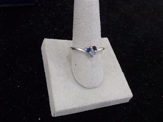 Aquamarine Lady's Silver & Stone Ring 925 Silver 1.7g Size:6.5